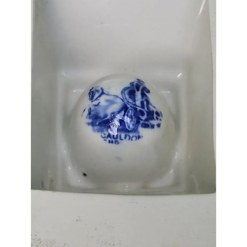 Cauldon England Blue & White Classical Inkwell Circa 1925 Marked Underneath Vtg